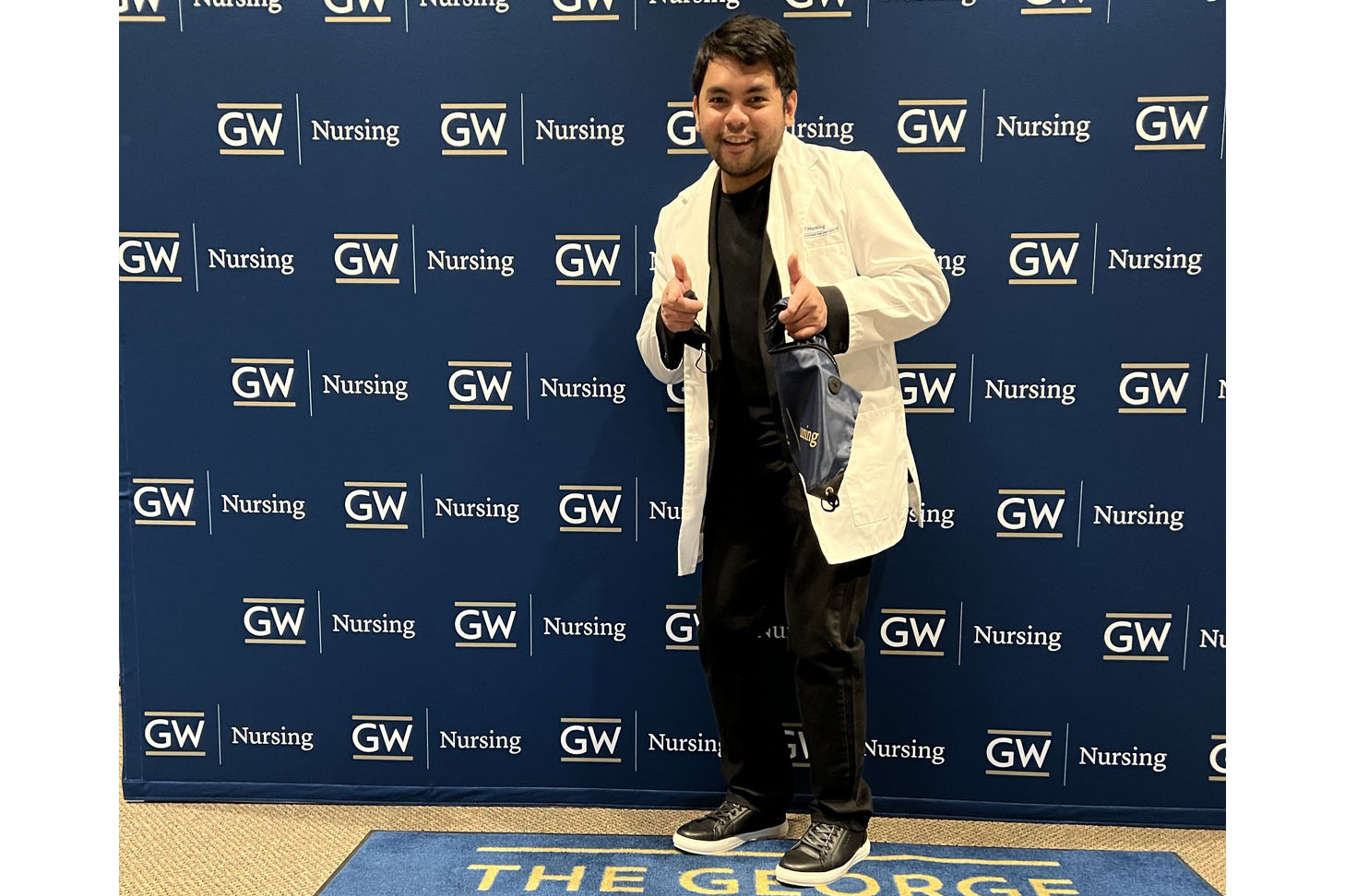 Justinpaul Joco, B.S. '23, during his White Coat Ceremony.