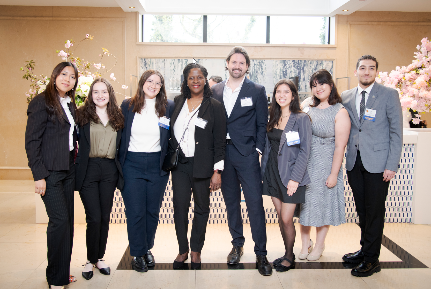 Vice Provost for Student Affairs and Dean of Students Colette Coleman and students from the Cisneros Hispanic Leadership Institute.