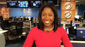 Women sitting at a desk in a CBS News office