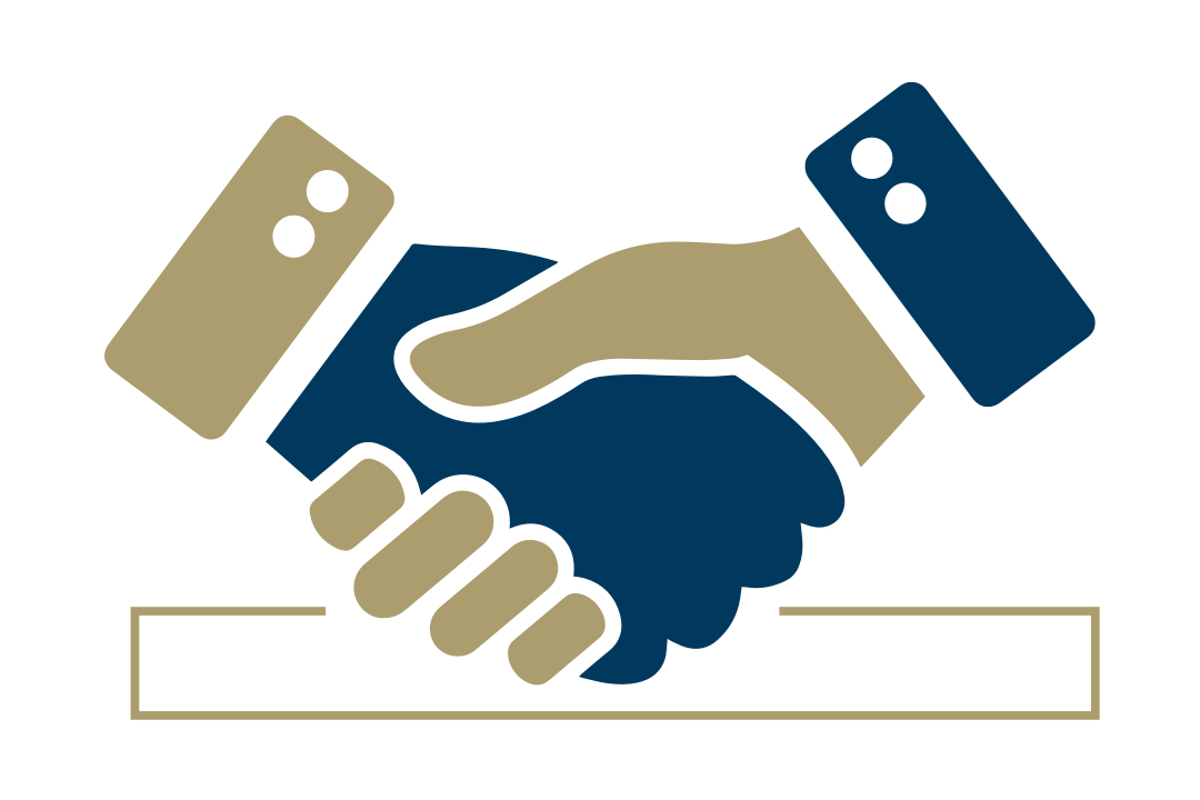 Student Support - Graphic depicting two hands shaking.