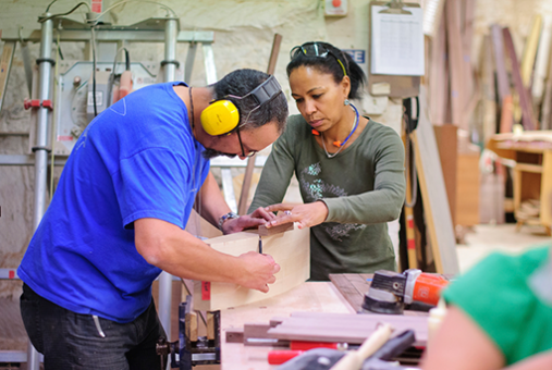 Corcoran faculty collaborate on a piece.