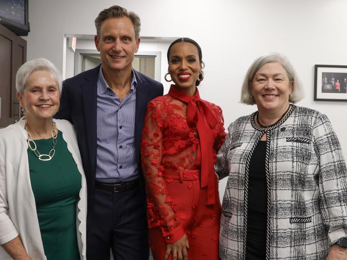 Sonya Rankin, Tony Goldwyn, Kerry Washington and Ellen M. Granberg backstage at Lisner Auditorium.
