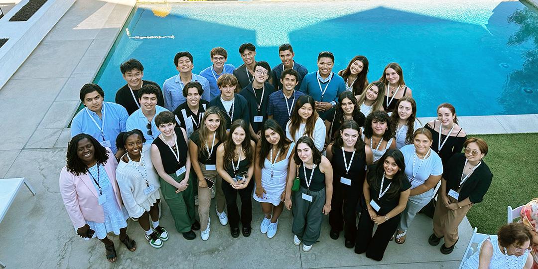 Group of students at LA welcoming event