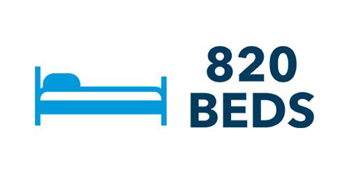 820 beds