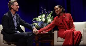 Washington was interviewed by Tony Goldwyn, her longtime friend and former co-star on ABC's 'Scandal,' about her autobiography 'Thicker than Water.' (Lily Speredelozzi/GW Today)